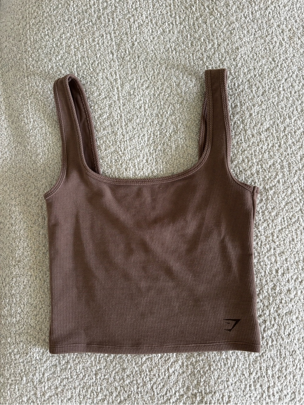 Gymshark Brown Ribbed Square-Neck Crop Tank